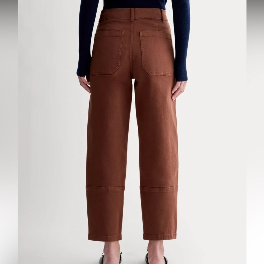 Everlane Utility Barrel Brown Hi Waist Organic Cotton Jeans/Pants, size 12 - Picture 3 of 13